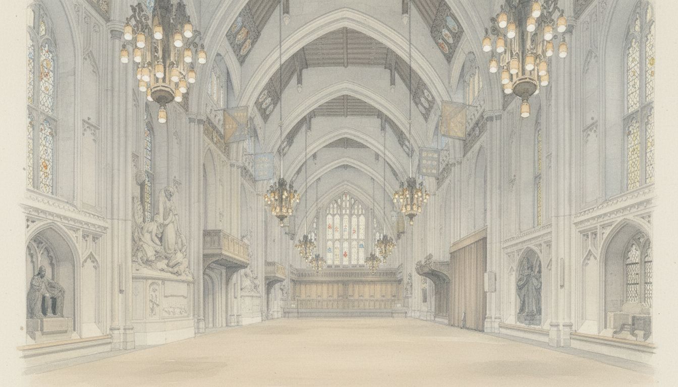 Historic sketch of Guildhall interior